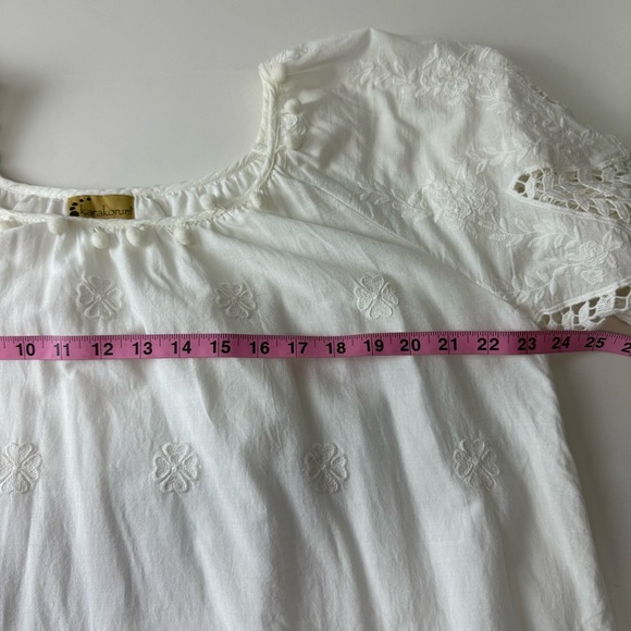 Karakorum Dress Womens Size M/L White Stripe Faux Pearl Lace Cotton - Picture 12 of 14